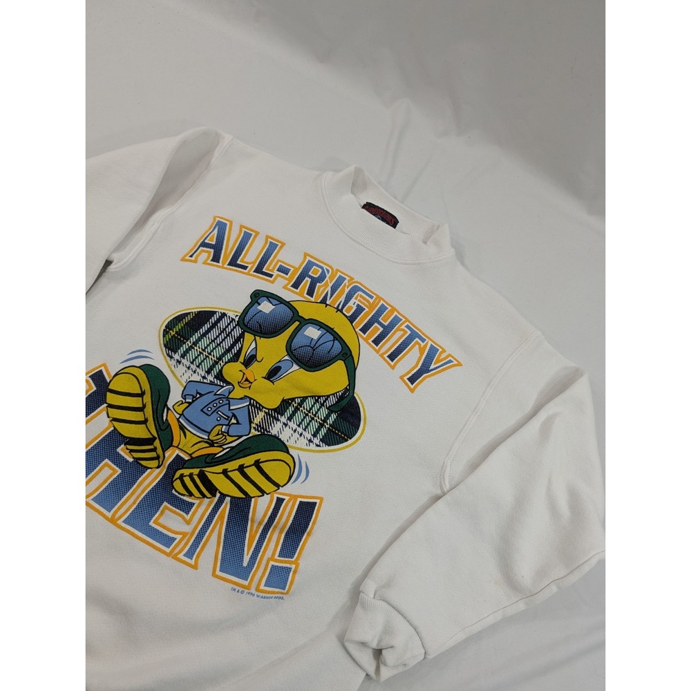 Vtg 1996 Youth Large Women's Small Alrighty Then Tweety Crewneck Sweatshirt